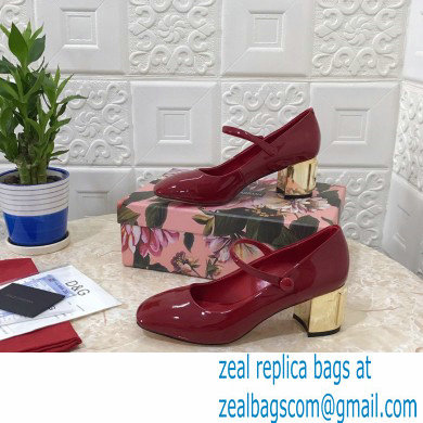 Dolce  &  Gabbana Heel 6.5cm Patent Leather Mary Janes Red with DG Karol Heel 2021